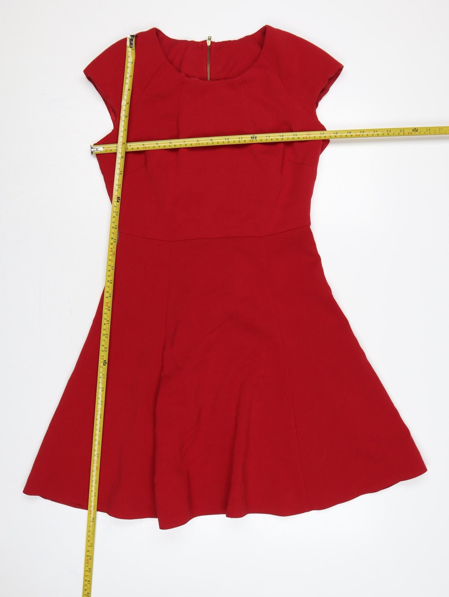Savida Women Red UK 12 Fit & Flare Knee Length Cap Sleeve Dress