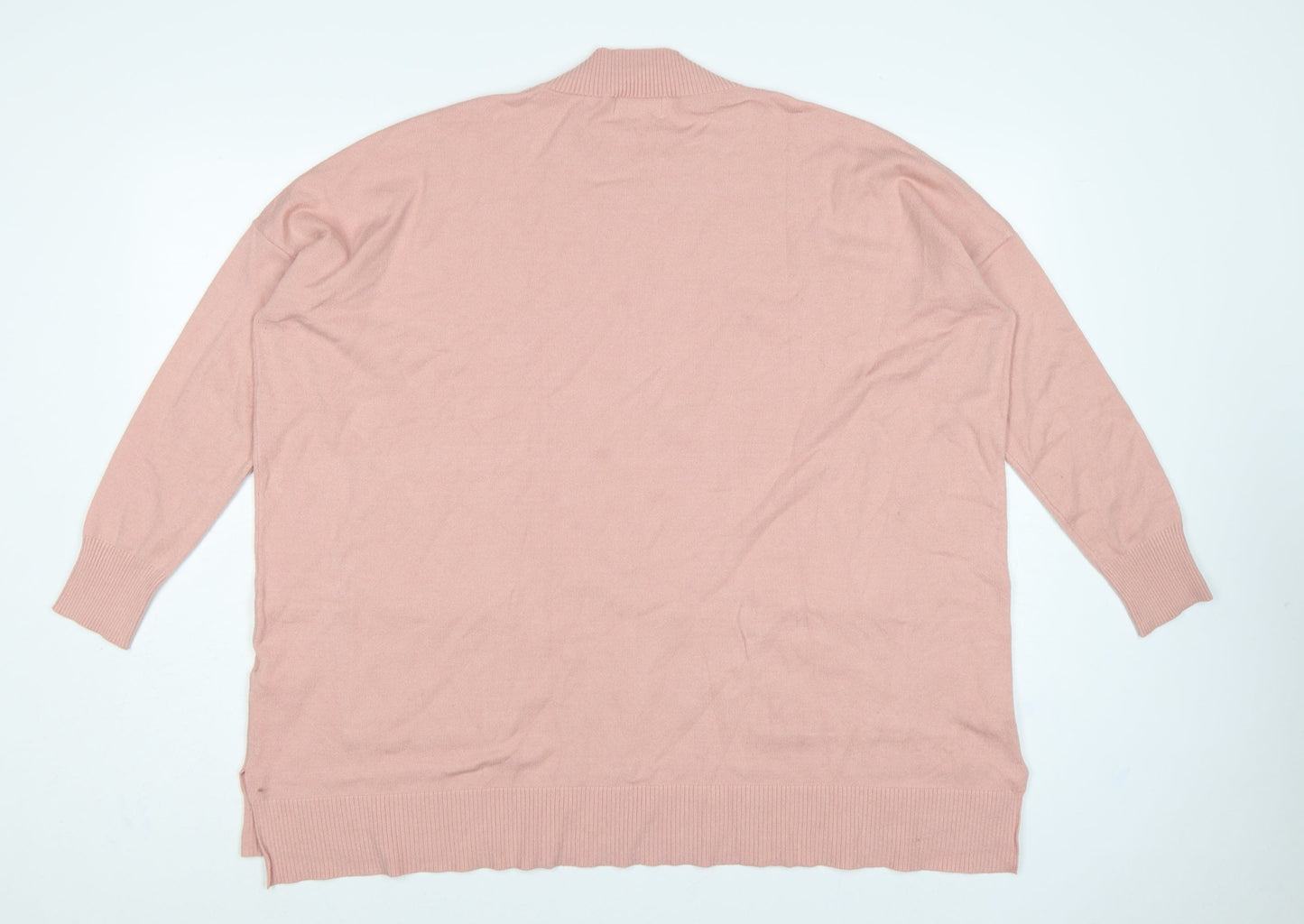Apricot Women Pink UK 16 Tunic Pullover Mock Neck Knit Jumper Pockets