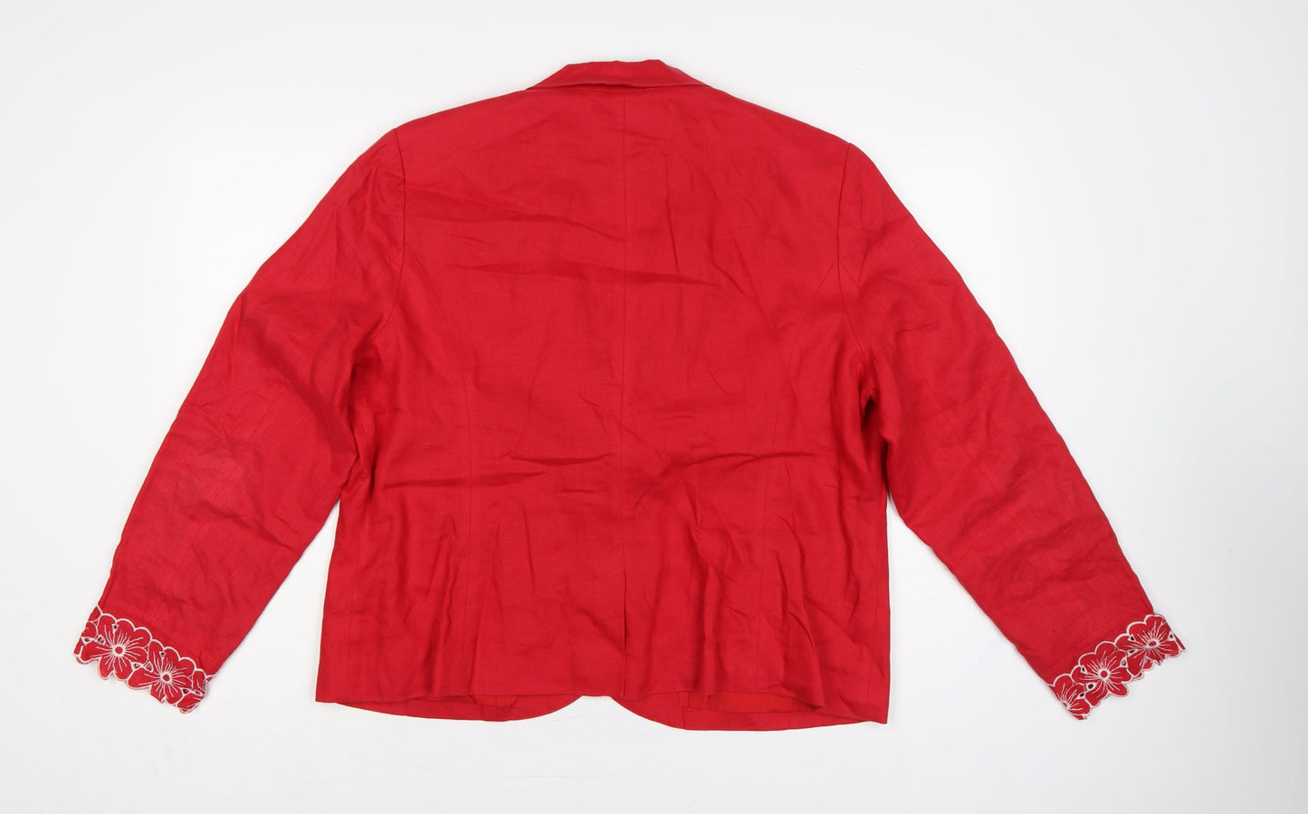 Rocha John Rocha Women’s Red Linen Floral Cuff Blazer UK 20