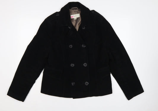 Next Women’s Black UK 16 Pea Coat Double-Breasted Cotton Lined