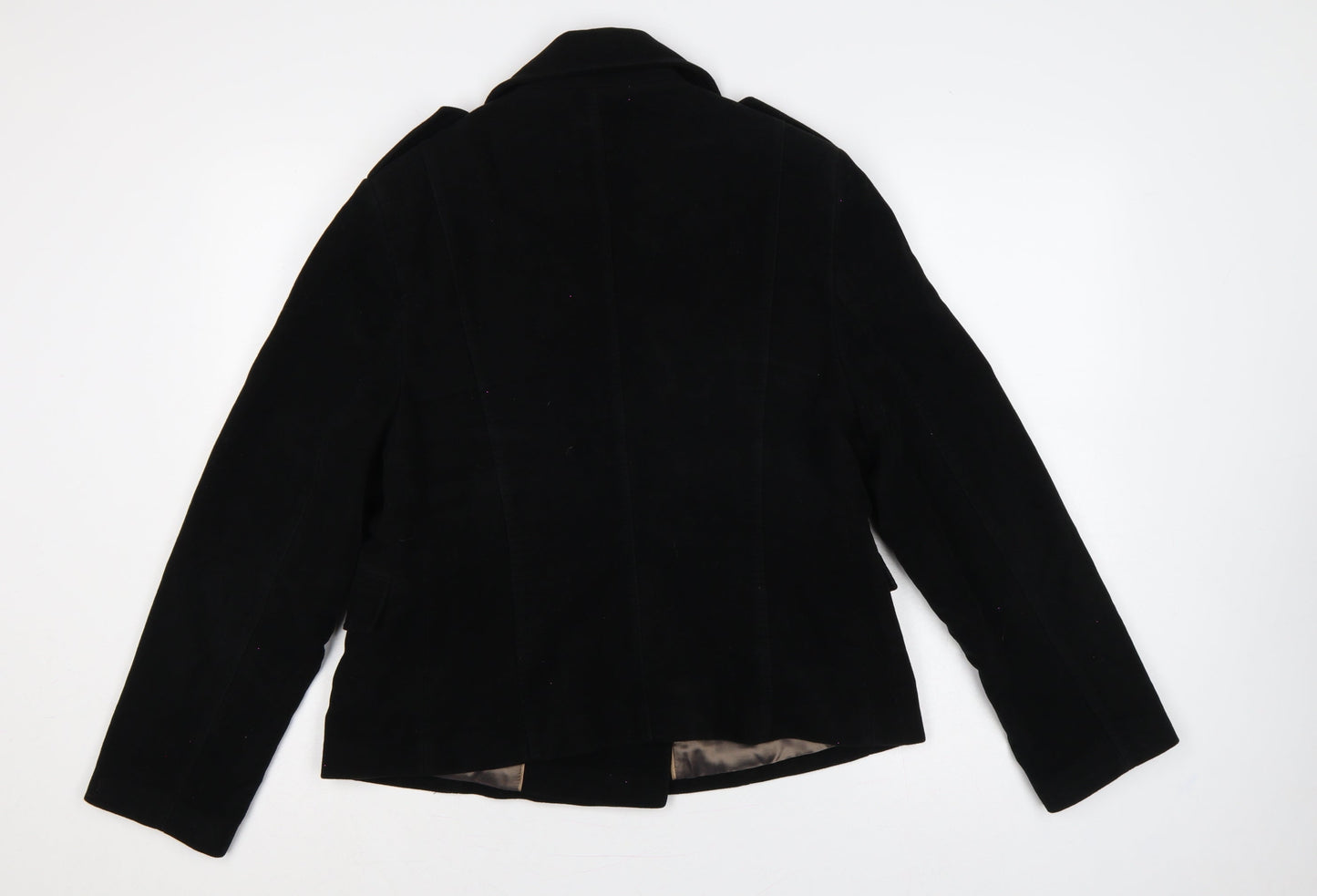 Next Women’s Black UK 16 Pea Coat Double-Breasted Cotton Lined
