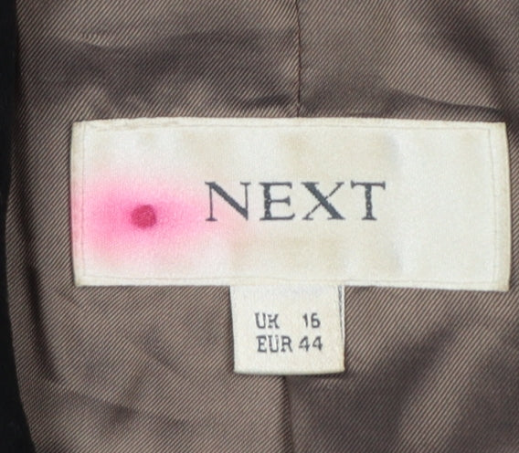 Next Women’s Black UK 16 Pea Coat Double-Breasted Cotton Lined