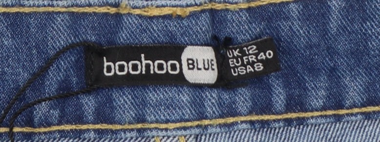 Boohoo Blue Women’s UK 12 High Rise Mom Jeans 100% Cotton