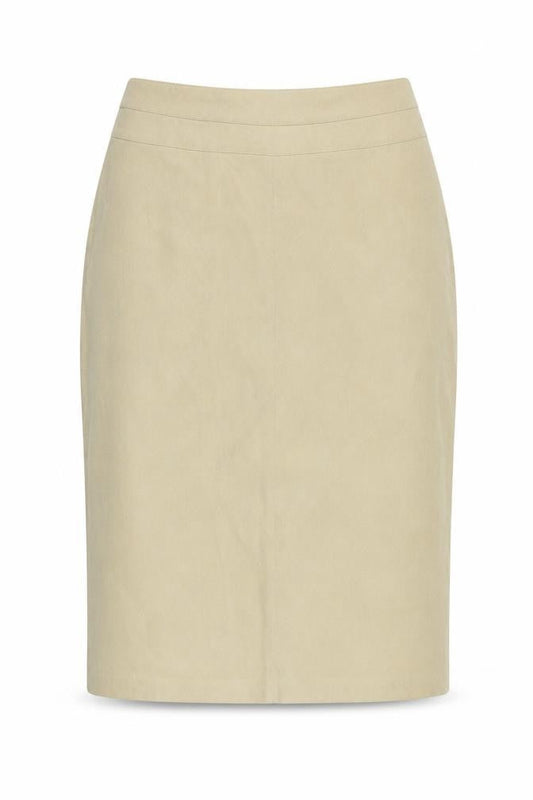 C-M-D Women Beige UK 12 Midi Pencil Skirt Stretch Workwear