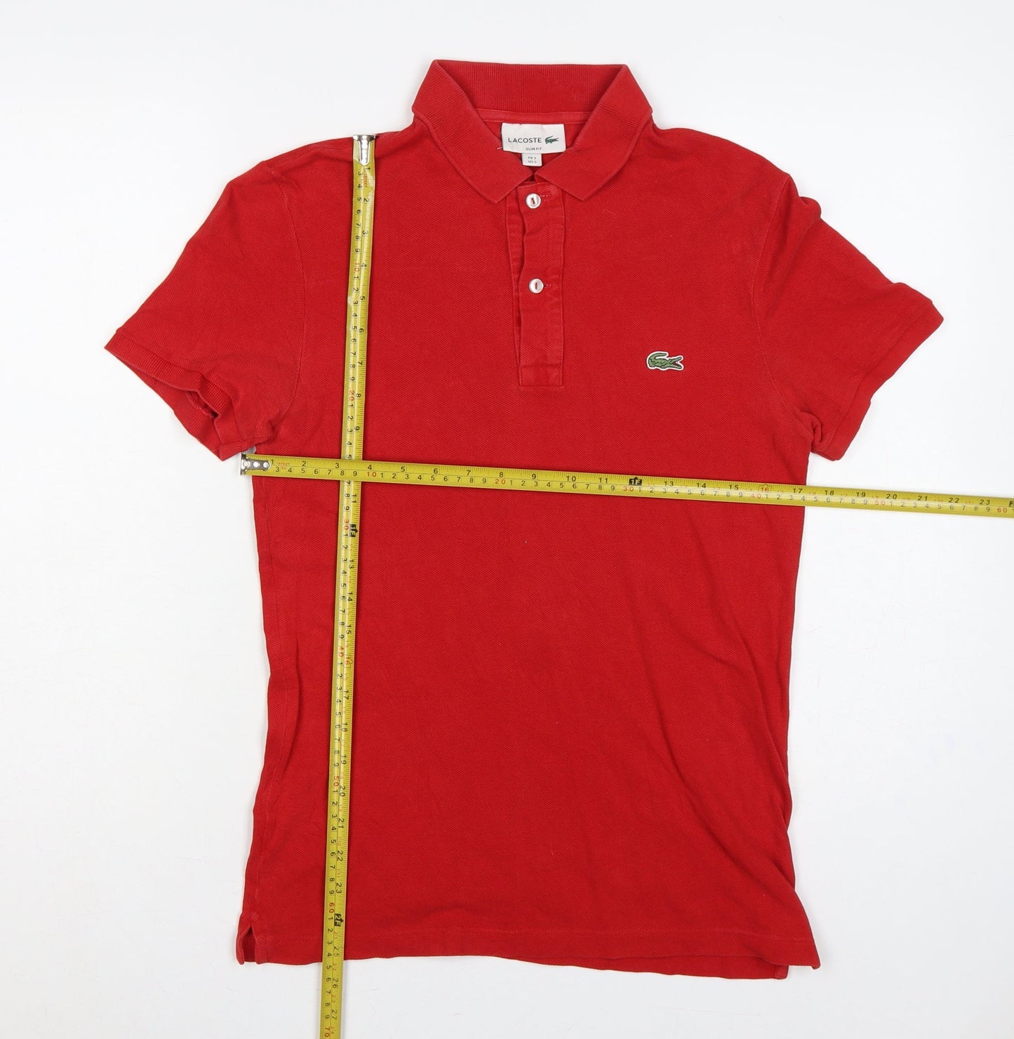 Lacoste Men’s Red Slim Fit Cotton Piqué Polo Shirt Size S