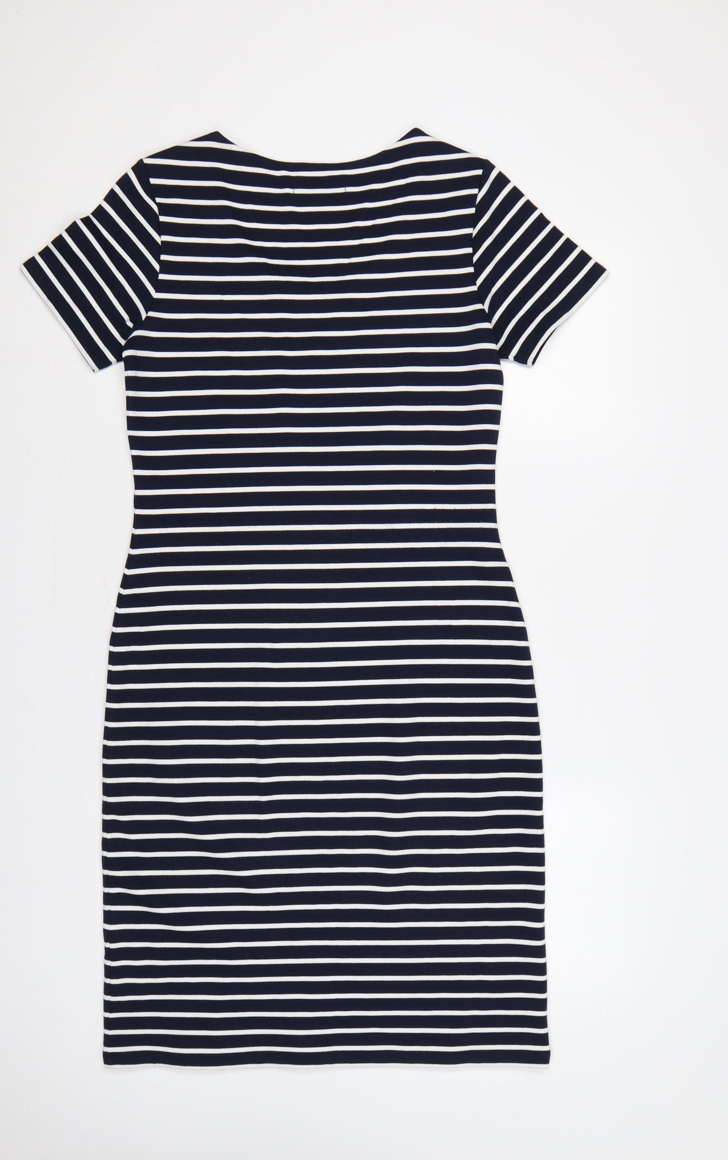 Crew Clothing Co. Women's Blue White Striped UK 12 Bodycon Midi Dress