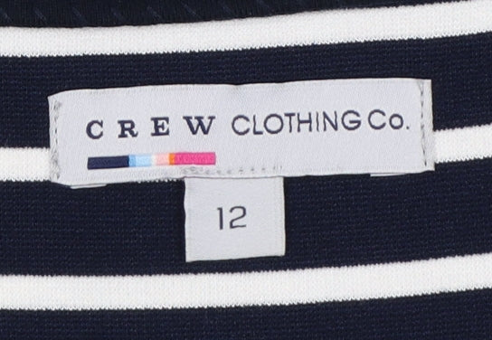 Crew Clothing Co. Women's Blue White Striped UK 12 Bodycon Midi Dress