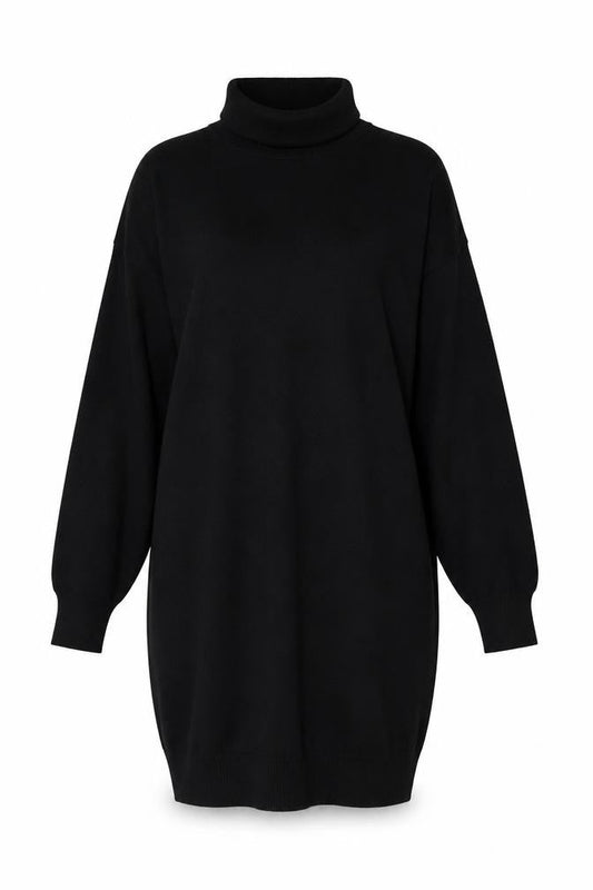 Badgley Mischka Women Black M Roll Neck Balloon Sleeve Jumper Dress