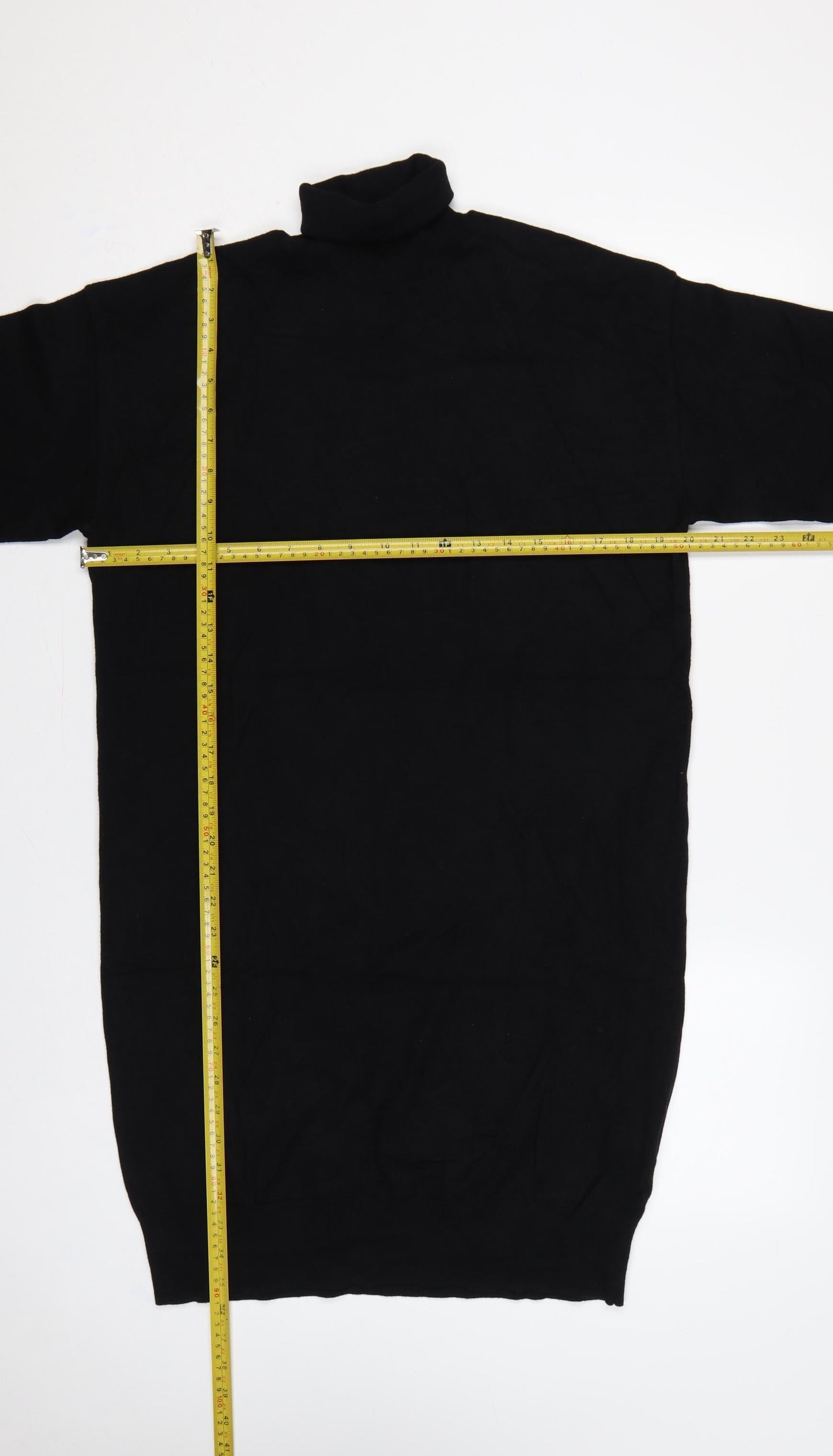 Badgley Mischka Women Black M Roll Neck Balloon Sleeve Jumper Dress