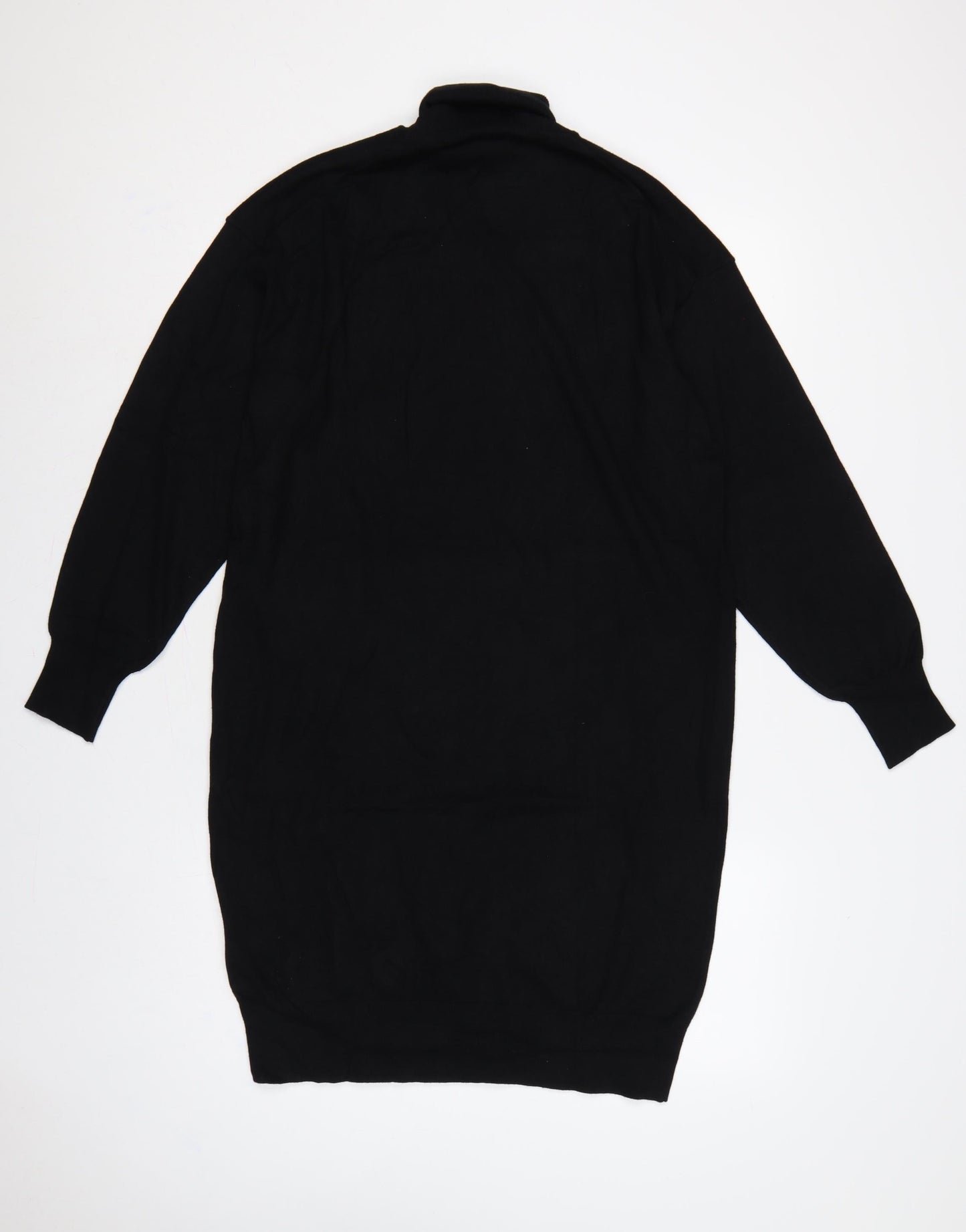 Badgley Mischka Women Black M Roll Neck Balloon Sleeve Jumper Dress