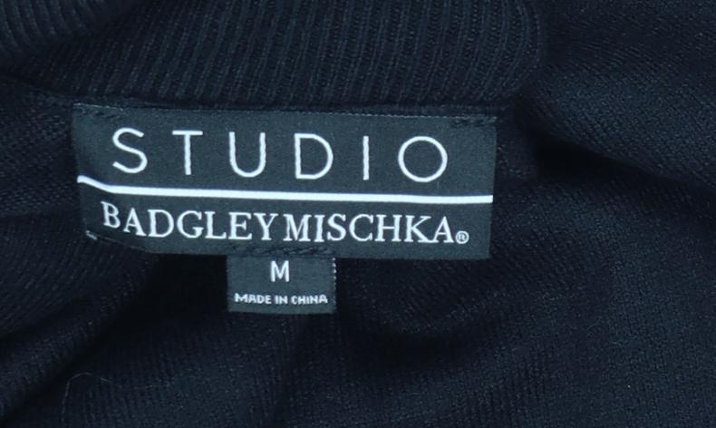 Badgley Mischka Women Black M Roll Neck Balloon Sleeve Jumper Dress