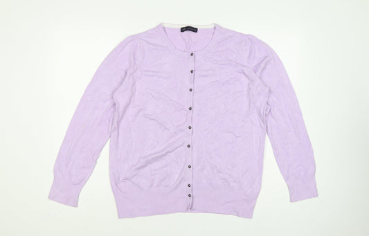 Marks and Spencer Women Purple Size 18 Button Knit Cardigan