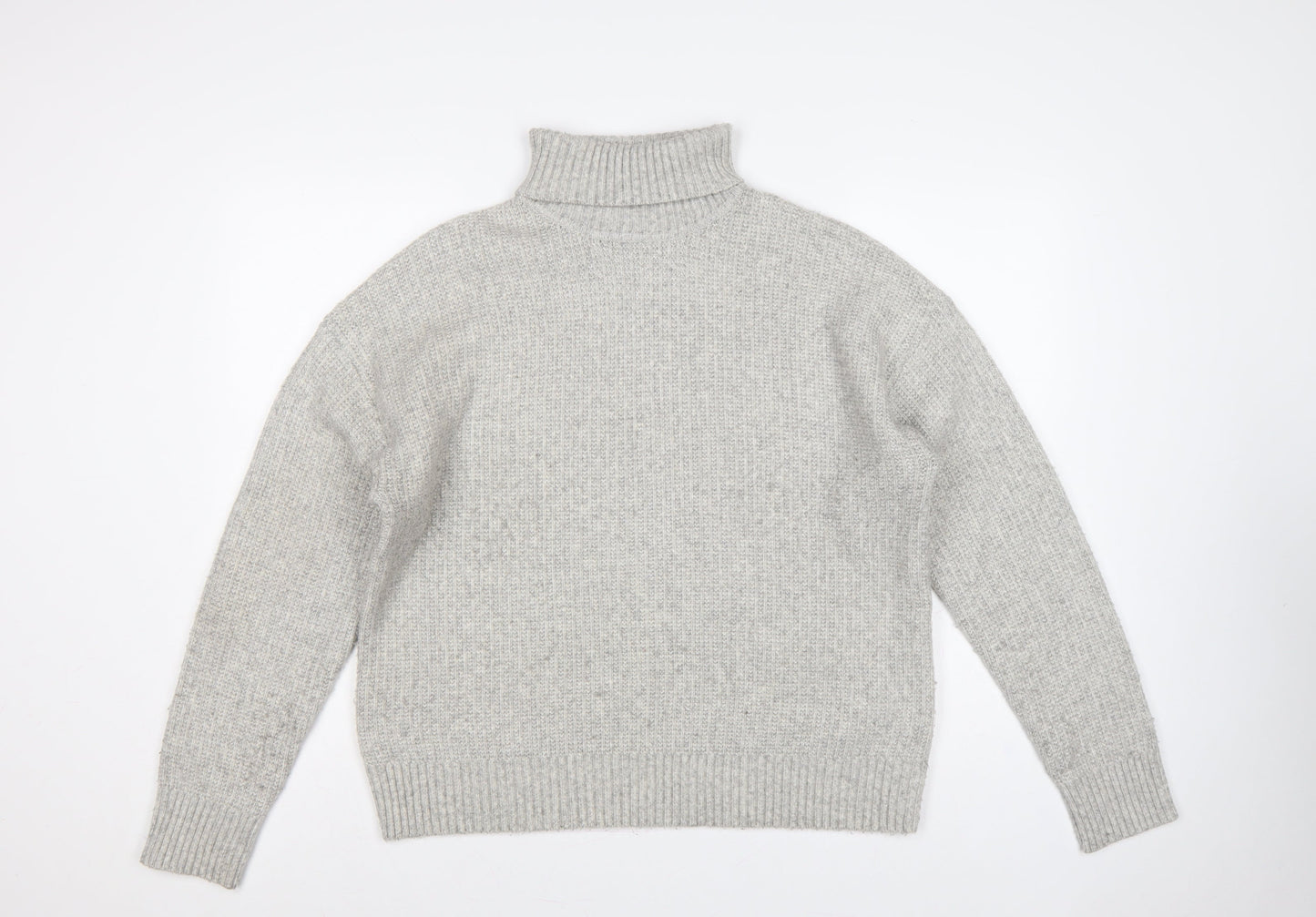 Marks and Spencer Women’s Grey UK 14 Roll Neck Rib Knit Pullover Jumper