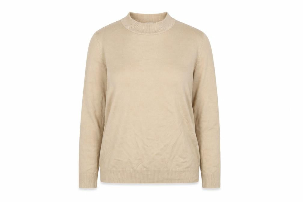 Marks & Spencer Women Beige UK 12 Roll Neck Cotton Knit Jumper