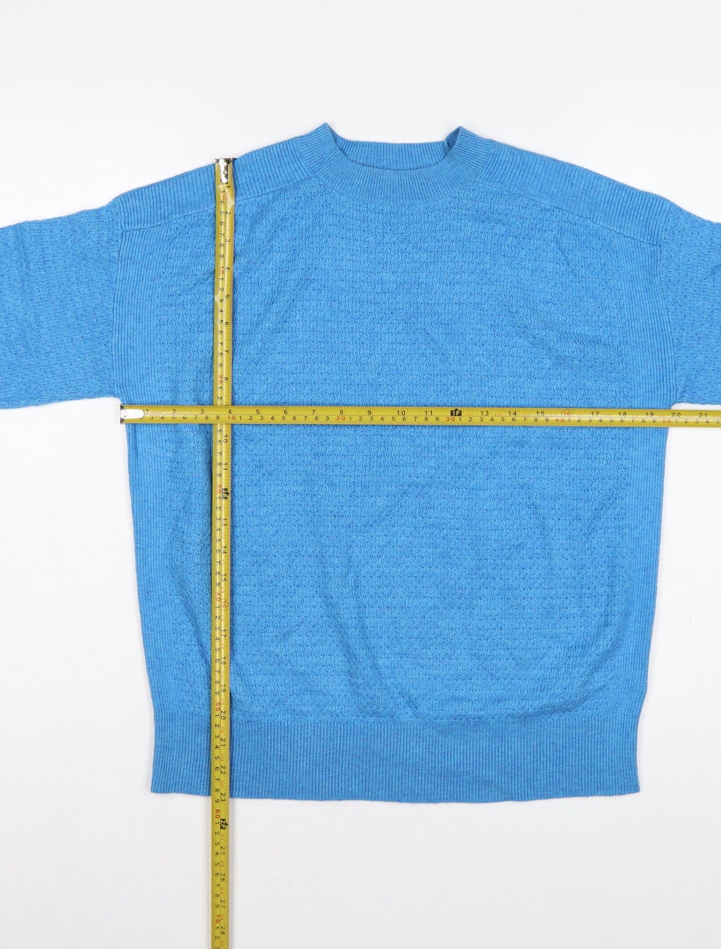 Marks and Spencer Women Blue M Mock Neck Raglan Knit Pullover Jumper