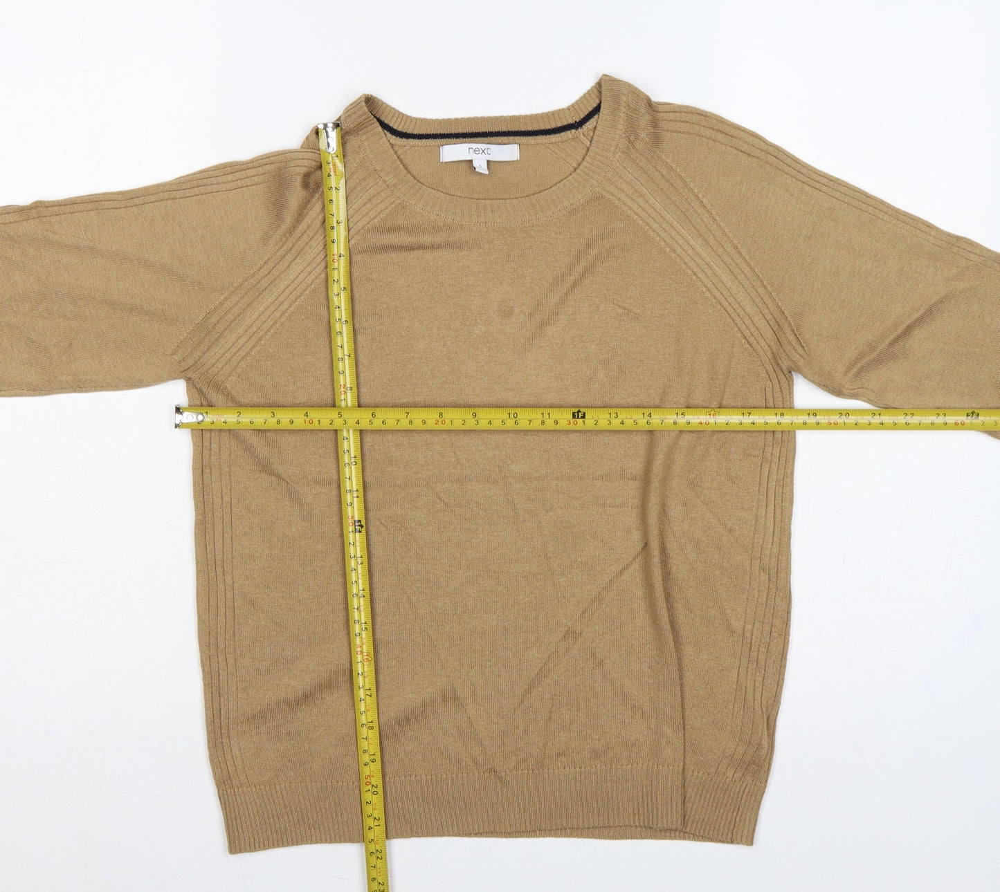 Next Women’s Beige S Crew Neck Raglan Knit Pullover Jumper