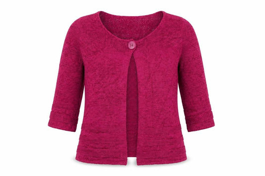 Marks & Spencer Women Pink UK 12 Open-Knit 3/4 Sleeve Cardigan