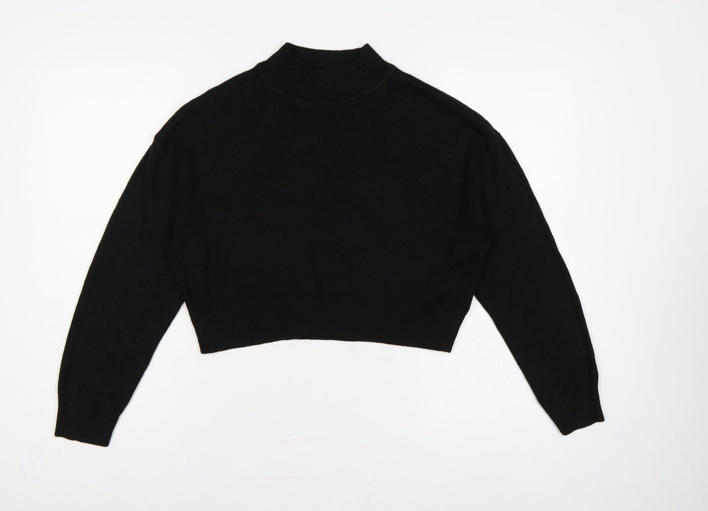 Divided H&M Women’s Black XS Cropped Mock Neck Knit Pullover Jumper