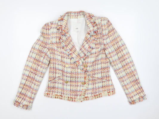 River Island Women Multicoloured UK 10 Bouclé Double-Breasted Blazer