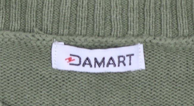 Damart Women Green UK 12 Full Zip Cable Knit Cotton Cardigan