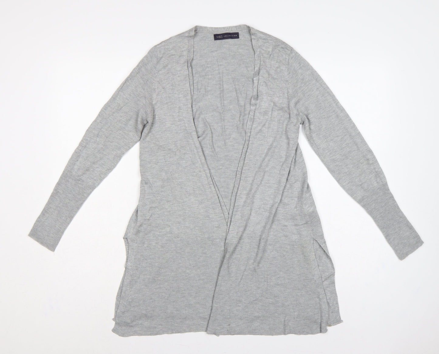 Marks & Spencer Women Grey S Open Knit Longline Cardigan