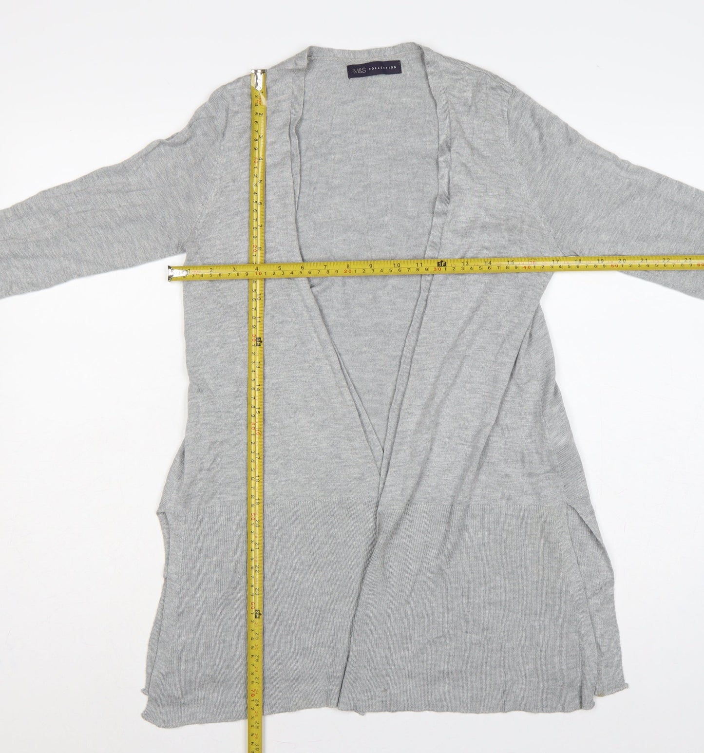 Marks & Spencer Women Grey S Open Knit Longline Cardigan
