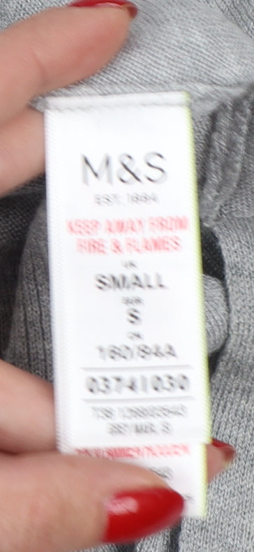 Marks & Spencer Women Grey S Open Knit Longline Cardigan