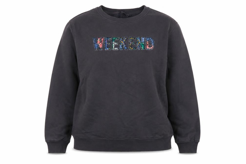 Marks & Spencer Women Grey UK 14 Weekend Embroidered Sweatshirt