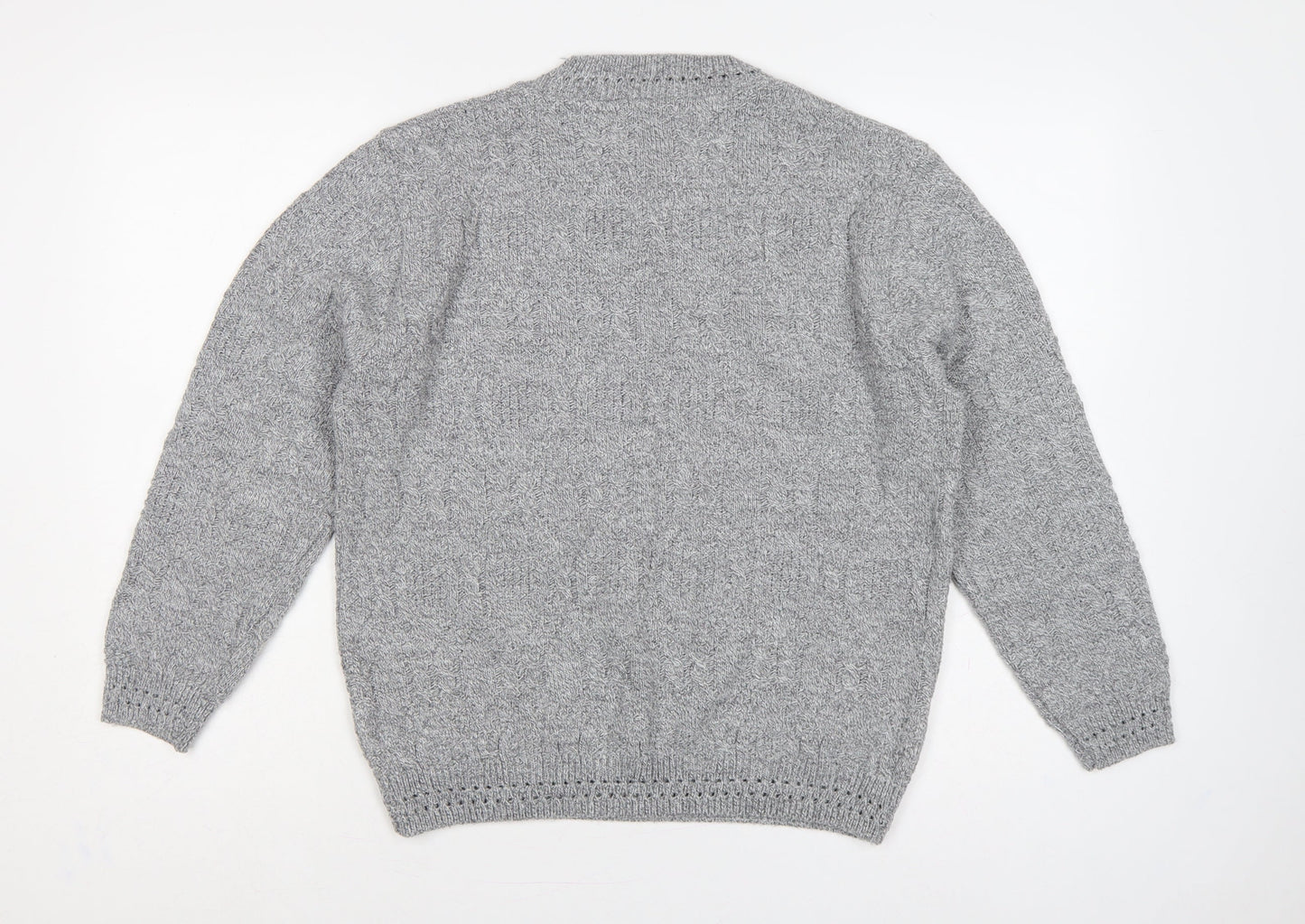 Perry Gold London Women’s Grey M Cable Knit Crew Neck Jumper
