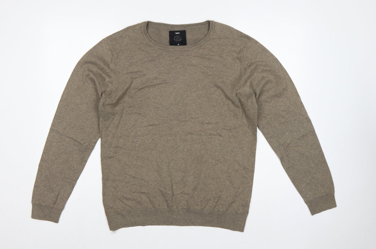 Next Men’s Brown Cotton Blend Crew Neck Pullover Jumper Size M