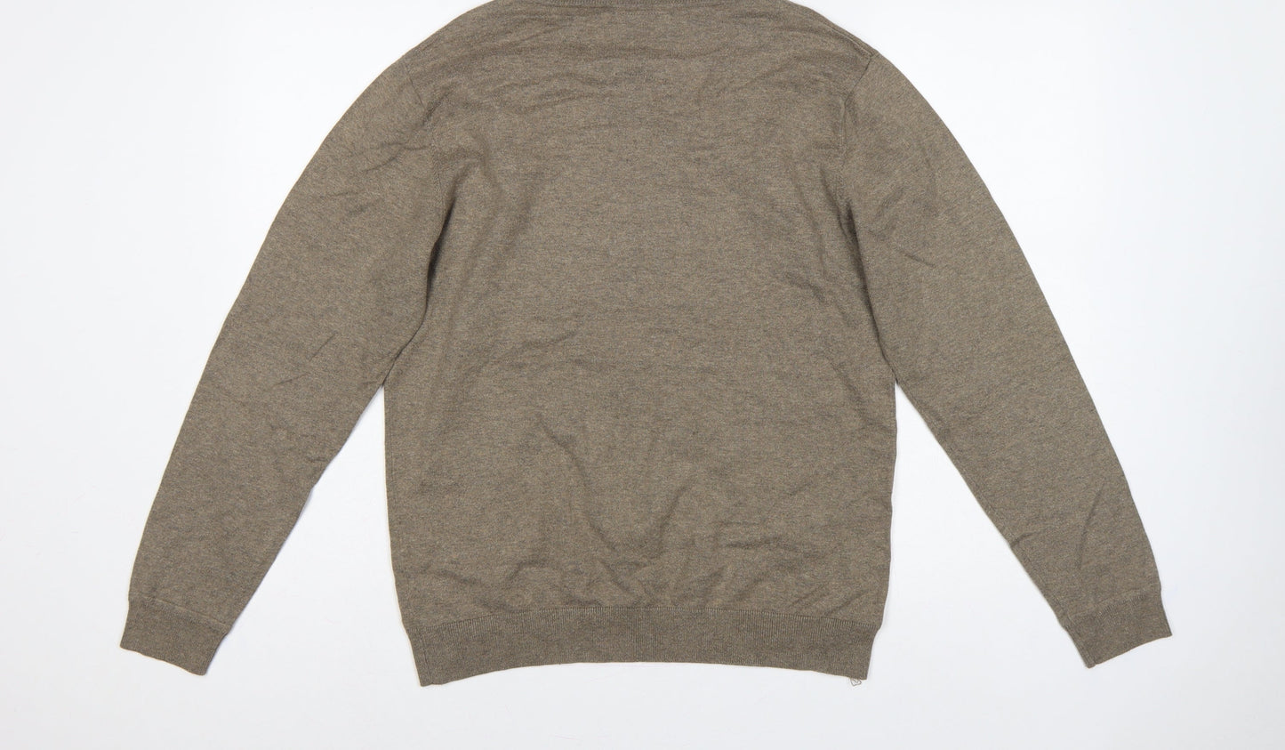 Next Men’s Brown Cotton Blend Crew Neck Pullover Jumper Size M