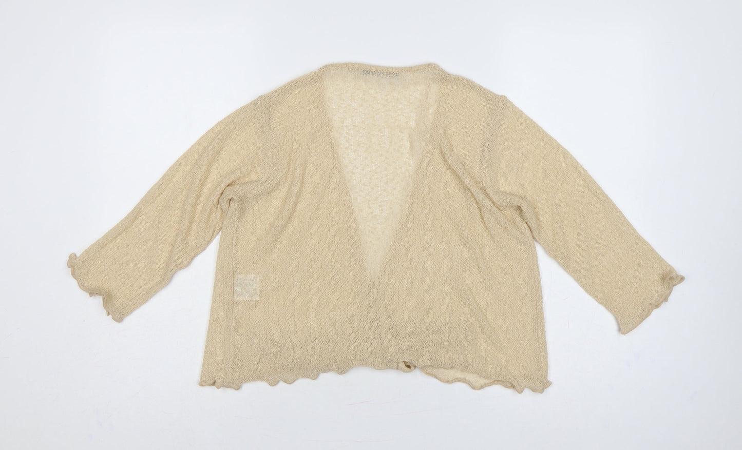 Isle Women Beige Size 14 Open-Knit Wrap Long Sleeve Cardigan