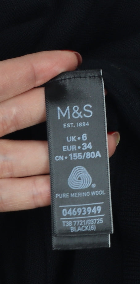 Marks and Spencer Women’s Black UK 6 Merino Wool Crew Neck Jumper