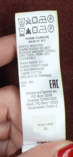 Marks and Spencer Mens Brown Cotton V-Neck Pullover Jumper L