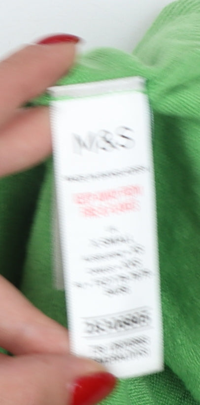 Marks & Spencer Women Green XS V-Neck Lightweight Knit Jumper