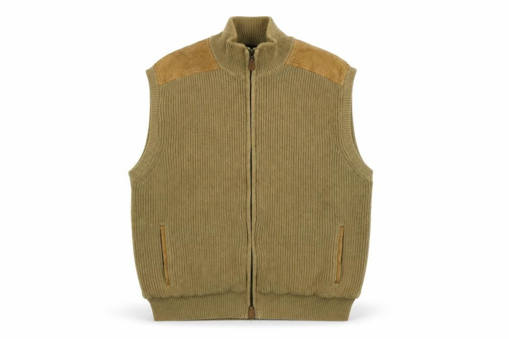 Orvis Men’s Beige XL Full Zip Cotton Knit Outdoor Vest