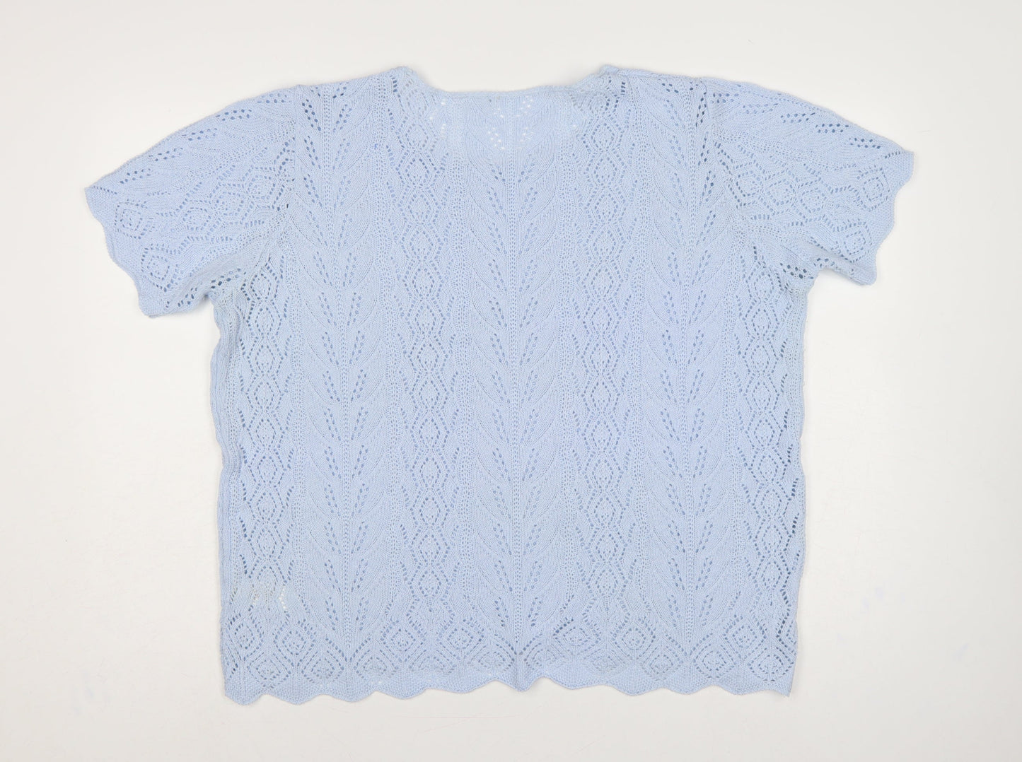 St Michael M&S Women Blue UK 22 Open Knit Short Sleeve Jumper