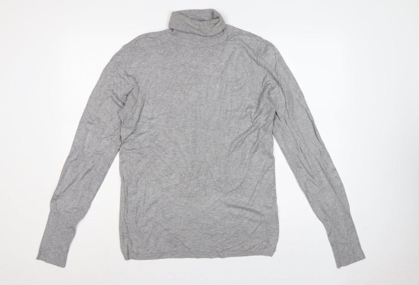 Zara Women Grey XL Roll Neck Long Sleeve Knit Pullover Jumper