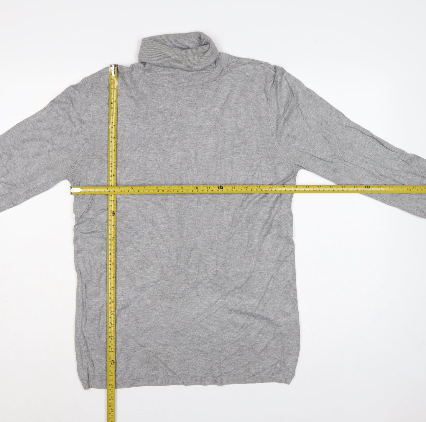 Zara Women Grey XL Roll Neck Long Sleeve Knit Pullover Jumper