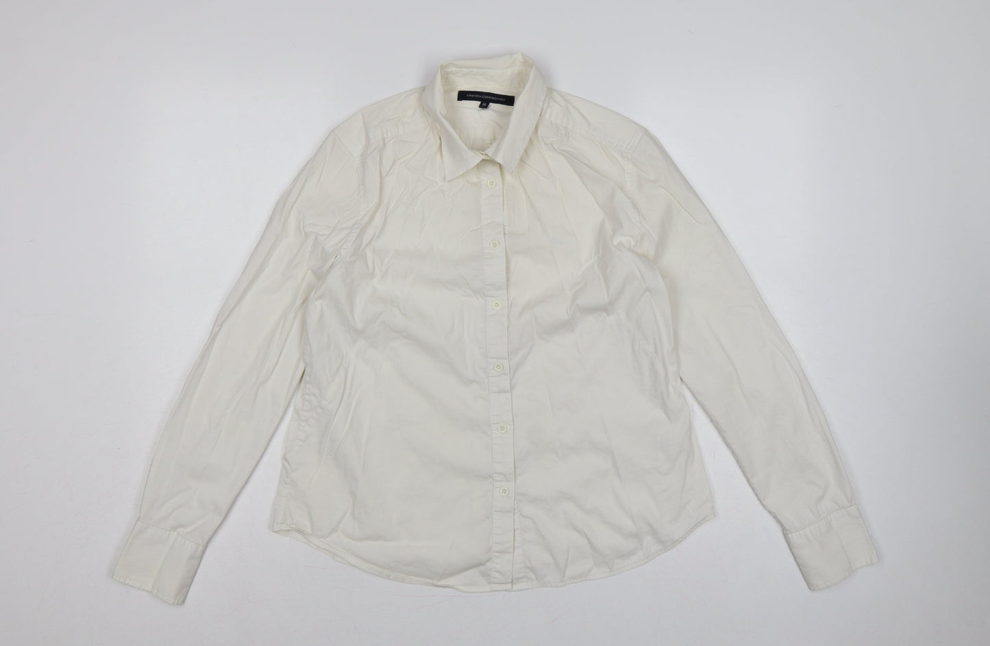 French Connection Women Ivory Size 16 Classic Long Sleeve Shirt