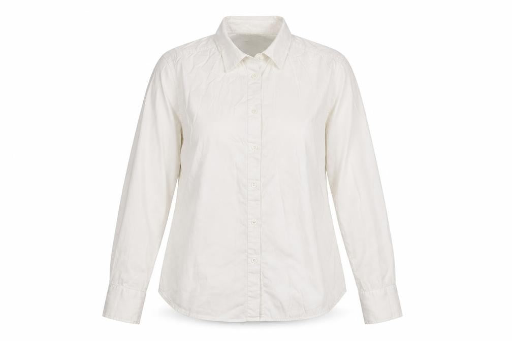 Front view of French Connection Women Ivory, size 16, Classic Long Sleeve Shirt