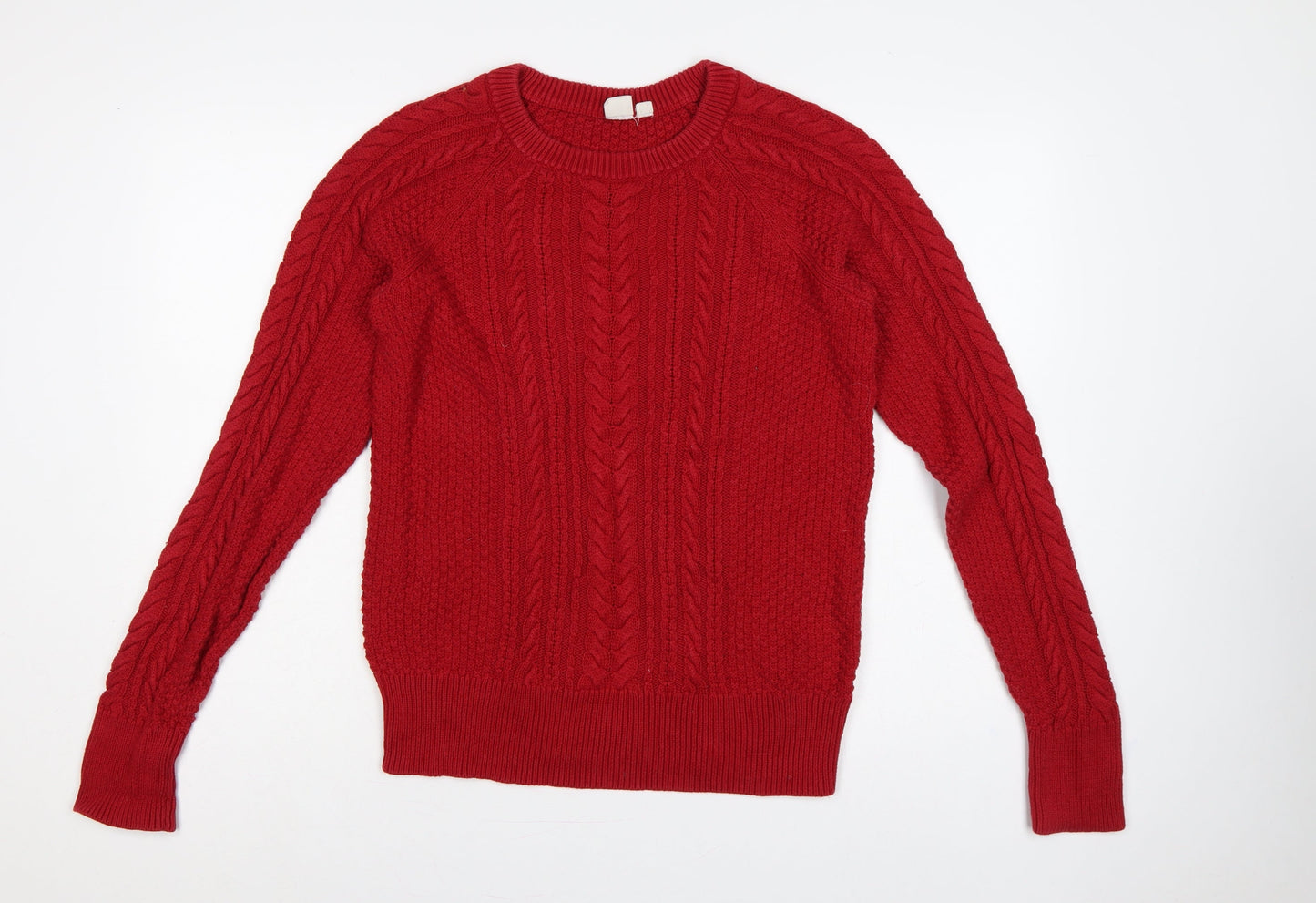 GAP Women Red M Tall Cable-Knit Cotton Crew Neck Jumper