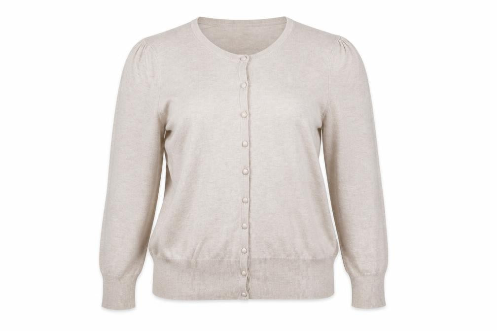Marks & Spencer Women Beige Size 20 Button Knit Cardigan