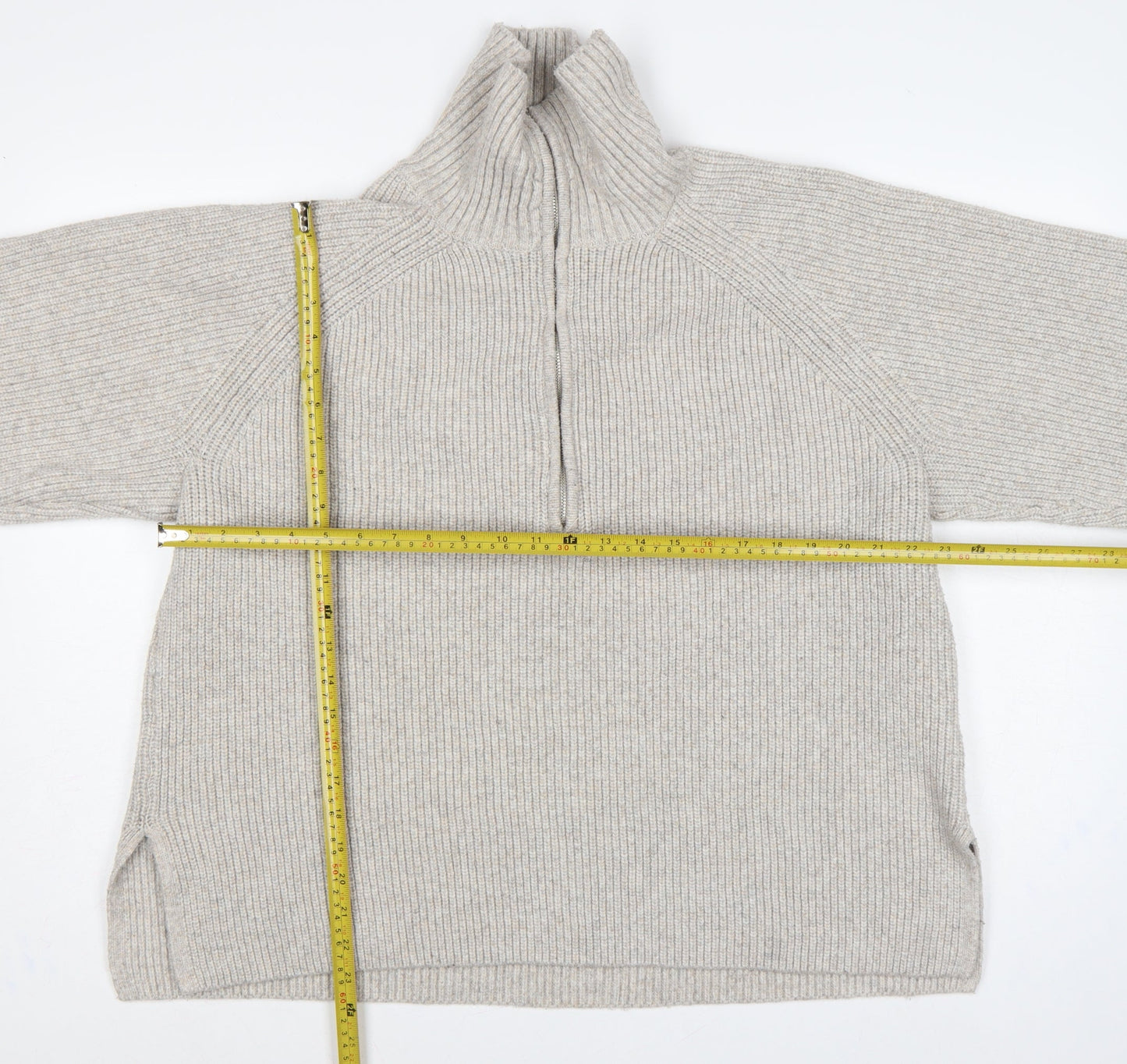 H&M Women’s Beige UK 20 Rib Knit 1/2 Zip High Neck Jumper