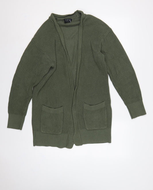 Max & Mia Women Green M Open Knit Longline Cardigan Pockets