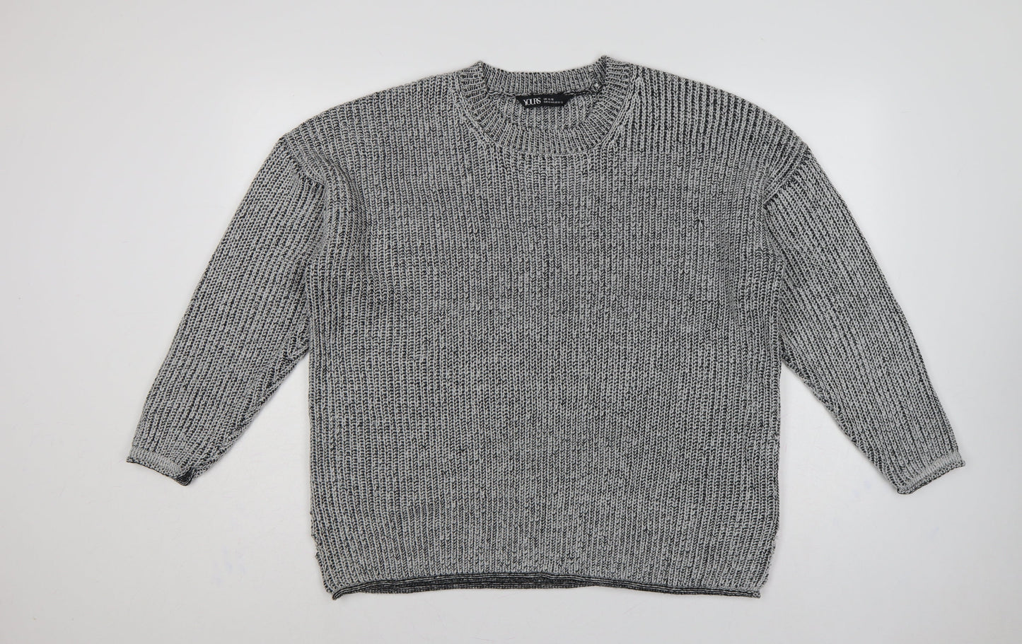 Yours Women Grey Marl Chunky Knit Crew Neck Jumper UK 14-16