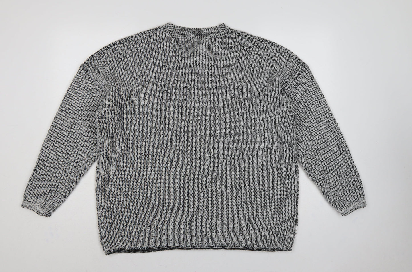 Yours Women Grey Marl Chunky Knit Crew Neck Jumper UK 14-16