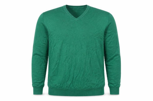 Marks & Spencer Men Green XL Pure Cotton V-Neck Pullover Jumper