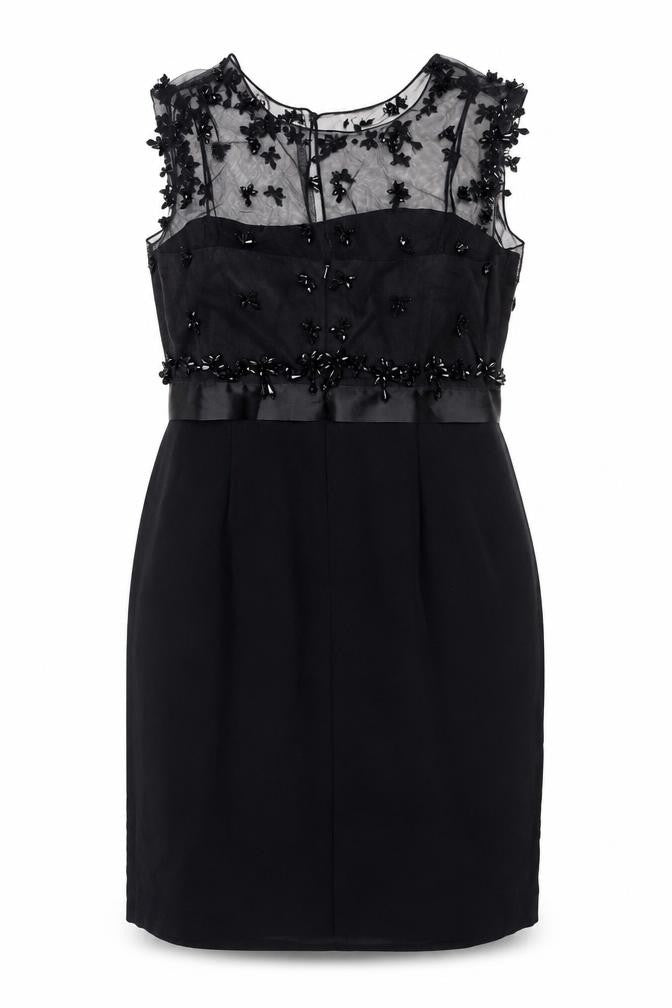 Phase Eight Women Black Size 14 Sheath Mesh Beaded Floral Occasion Dress
