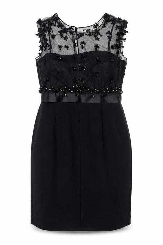Phase Eight Women Black Size 14 Sheath Mesh Beaded Floral Occasion Dress